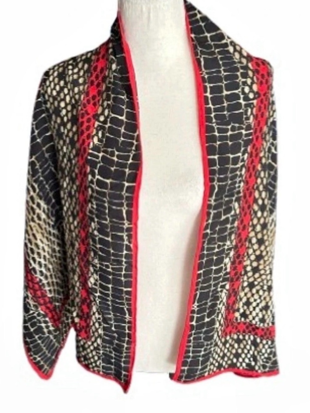 Vintage CARLISLE Snakeskin Animal
Print Scarf Wrap Shawl Designer Silk? Red
